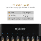 Tenergy TN477U 8-Bay Fast Charger with 8 Pack AA Premium Pro (90735)