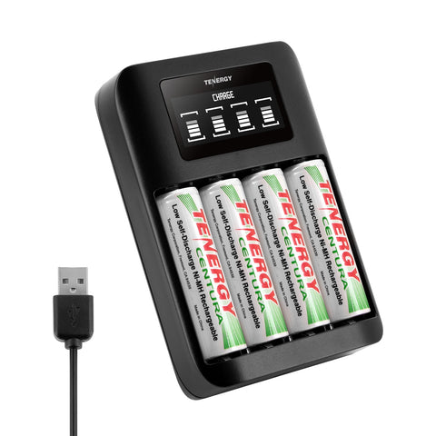 Tenergy TN474U Battery Charger with Centura AA Rechargeable (90739)