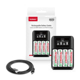 Tenergy TN474U Battery Charger with Centura AA Rechargeable (90739)