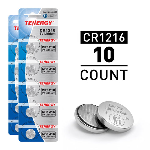 Tenergy CR1216 3V Lithium Button Cells, 10pcs (2 x Cards) (90744)