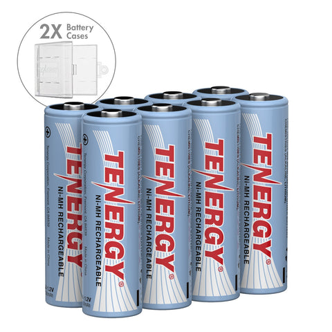 Combo: 8 pcs Tenergy AA 2500mAh NiMH Rechargeable Batteries + (91109)