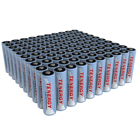 Combo: 100 pcs Tenergy AA 2500mAh NiMH Rechargeable Batteries (91111)