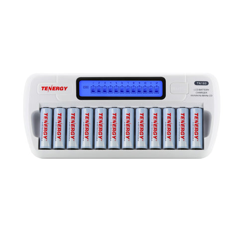 Combo: TN160 12-Bay AA/AAA NiMH/NiCd LCD Charger + 12 pcs (91146)