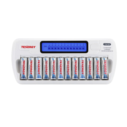 Combo: TN160 12-Bay AA/AAA NiMH/NiCd LCD Charger + 12 AA (91148)
