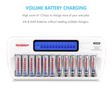 Combo: TN160 12-Bay AA/AAA NiMH/NiCd LCD Charger + 12 AA (91148)