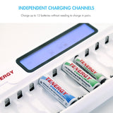 Combo: TN160 12-Bay AA/AAA NiMH/NiCd LCD Charger + 12 AA (91148)