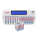 Combo: TN160 12-Bay AA/AAA NiMH/NiCd LCD Charger + 12 AA & 12 (91149)
