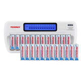 Combo: TN160 12-Bay AA/AAA NiMH/NiCd LCD Charger + 24 AA (91150)