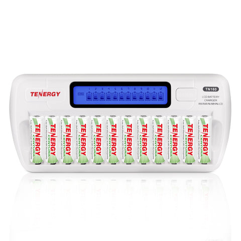 Combo: TN160 12-Bay AA/AAA NiMH/NiCd LCD Charger + 12 Pack (91152)