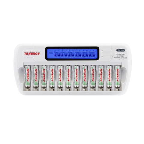 Combo: TN160 12-Bay AA/AAA NiMH/NiCd LCD Charger + 12 Pack (91154)