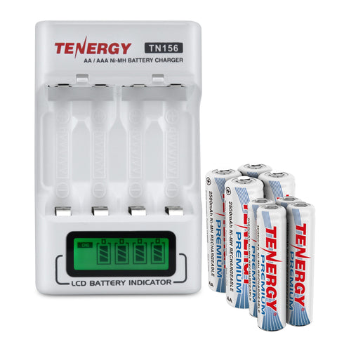 Combo: Tenergy TN156 4-Bay AA/AAA NiMH LCD Battery Charger + 4 (91161)