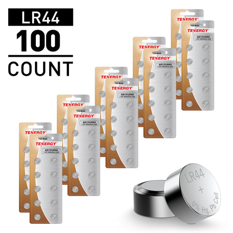 Tenergy AG13 / LR44 1.5V Alkaline Button Cells, 100pcs (10 x (91174)