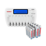 Combo: TN162 8-Bay Smart AA/AAA NiMH/NiCd Charger + 8 AA and 8 (96043)
