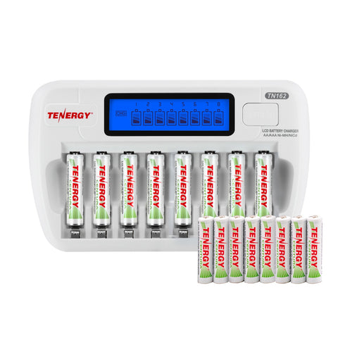 Combo: TN162 8-Bay Smart AA/AAA NiMH/NiCd Charger + 16 Pack (96046)