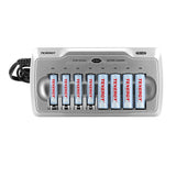 Combo: TN145 8-Bay AA/AAA NiMH/NiCd Charger + 4 AA and 4 AAA (96099)