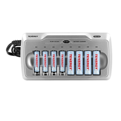 Combo: TN145 8-Bay AA/AAA NiMH/NiCd Charger + 4 AA and 4 AAA (96099)