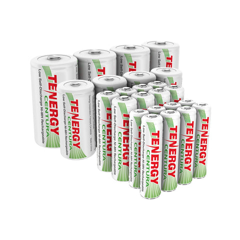 Combo: 24pcs Tenergy Centura NiMH 1.2V Rechargeable Batteries (96110)