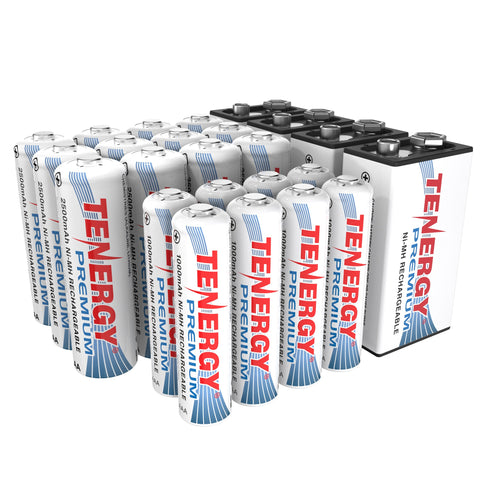 Combo: 24pcs Tenergy Premium NiMH Rechargeable Batteries, (12 (96111)
