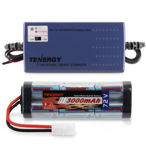 Tenergy 7.2V RC Battery Pack and Charger Combo, 3000mAh NiMH (96123)