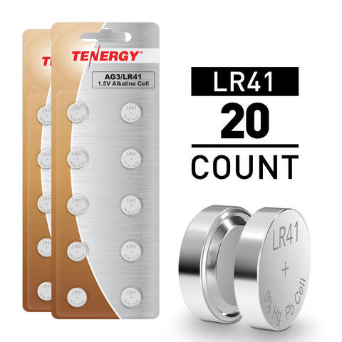 Tenergy LR41 / AG3 1.5V Alkaline Button Cells, 20pcs (2 x (96130)