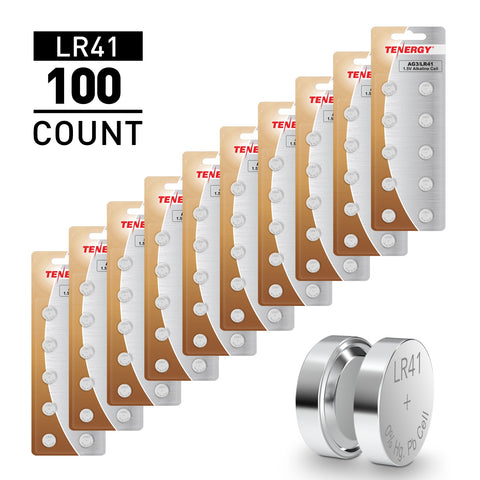 Tenergy LR41 / AG3 1.5V Alkaline Button Cells, 100pcs (10 x (96132)
