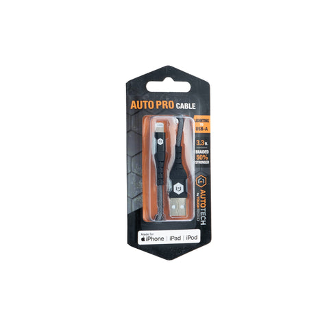 ToughTested Auto Pro Apple-USB-A 3.3ft Braided Charging Cable – Gra