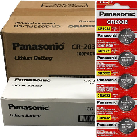 Panasonic CR2032 Battery - 3V 225mAh Lithium - 500 Pieces - Carded