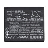 Panasonic Lumix DMC-FX65P Battery 3.7V 940mAh - Compatible Replacement
