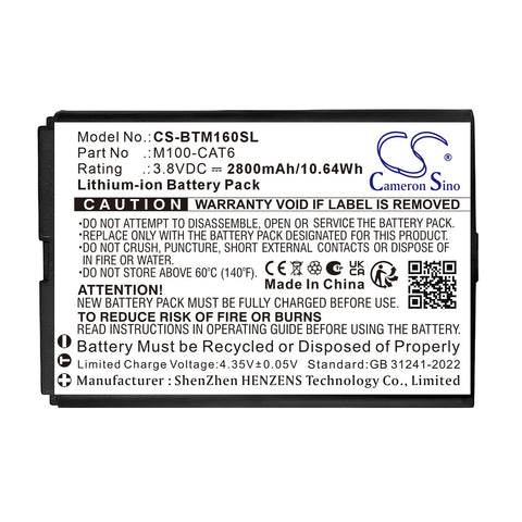 Benton M100 Cat6 Wireless Router Battery 3.8V 2800mAh - Compatible Replacement