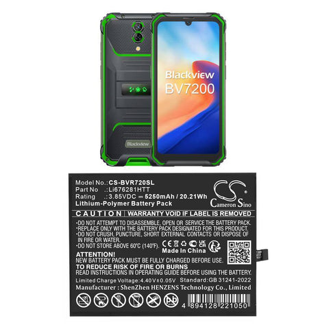 BlackView BV7200 Battery 3.85V 5250mAh - Compatible Replacement