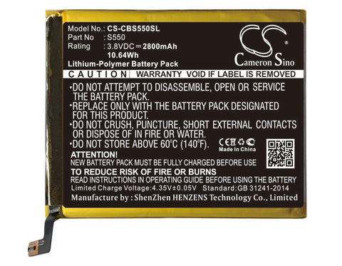 Cubot S550 Battery 3.8V 2800mAh - Compatible Replacement