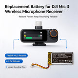 DJI Mic 3 Wireless Microphone Receiver Battery 3.7V 200mAh - Compatible Replacement
