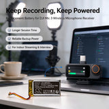 DJI Mic 3 Wireless Microphone Receiver Battery 3.7V 200mAh - Compatible Replacement