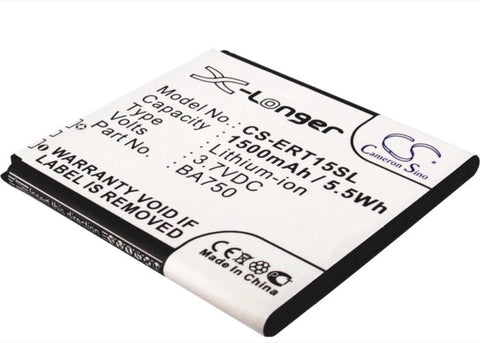 Sony Ericsson Xperia Acro SO-02C Battery 3.7V 1500mAh - Compatible Replacement