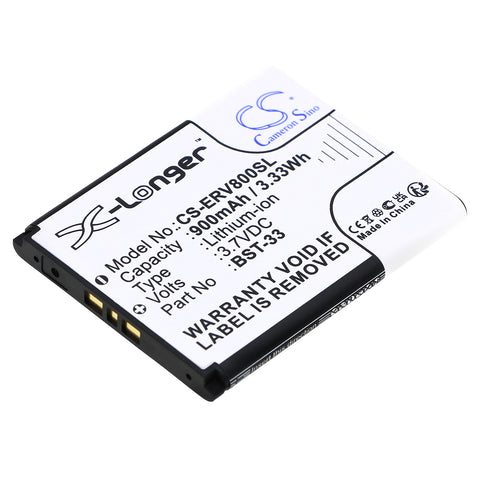 Sony Ericsson V800 Battery 3.7V 900mAh - Compatible Replacement