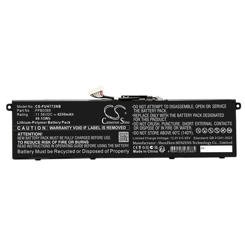 Fujitsu LifeBook AH77/G2 Battery 11.56V 4250mAh Li-Polymer - Compatible Replacement