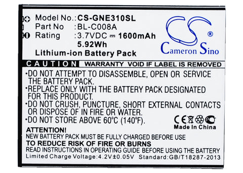 GIONEE E3T Battery 3.7V 1600mAh - Compatible Replacement