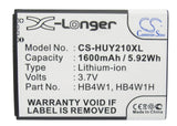 Huawei VALIANT VITRIA Y301A2 Battery 3.7V 1600mAh - Compatible Replacement