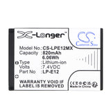 Canon EOS M Battery 7.4V 820mAh - Compatible Replacement