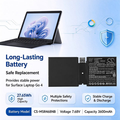 Microsoft Surface Laptop Go 4 Battery 7.68V 3600mAh - Compatible Replacement