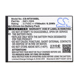 HandHeld NX1-1003 Battery 3.7V 1700mAh - Compatible Replacement
