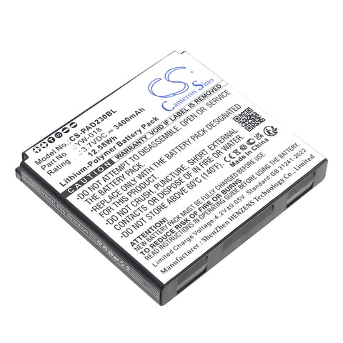 Pax D230 Battery 3.7V 3400mAh - Compatible Replacement
