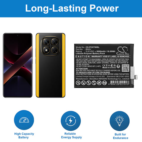 Poco X7 Battery 3.91V 5000mAh - Compatible Replacement