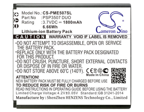 Prestigio MultiPhone PSP3507 DUO Battery 3.7V 1800mAh Li-Ion - Compatible Replacement