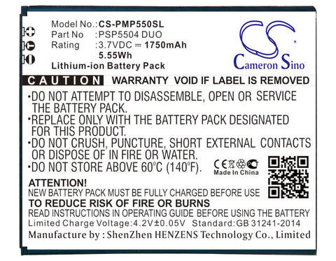 Prestigio MultiPhone 5505 DUO Battery 3.7V 1800mAh Li-Ion - Compatible Replacement