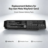 Ray-ban Meta Wayfarer Gen2 Battery 3.7V 210mAh - Compatible Replacement