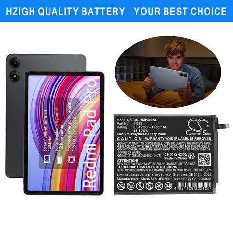 Redmi Pad Pro Battery 3.84V 4900mAh Li-Polymer - Compatible Replacement