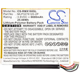 Verizon QTAIR7 compatible replacement battery, front label and lead wires