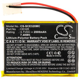 Safety Vision SV-PRIMAFACE32E Battery 3.7V 2000mAh - Compatible Replacement
