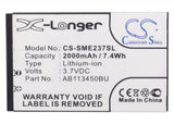 Samsung Xcover E2370 Battery 3.7V 2000mAh - Compatible Replacement